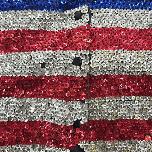 Vintage Tan Chho American Flag Sequince Snap Button Vest - Picture 2 of 12